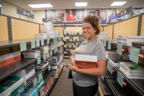 Student in bookstore